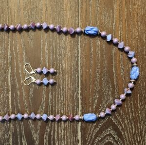 28" lavender/blue necklace with earrings